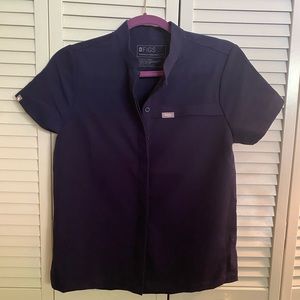 Figs Collarless Button Front Scrub Top